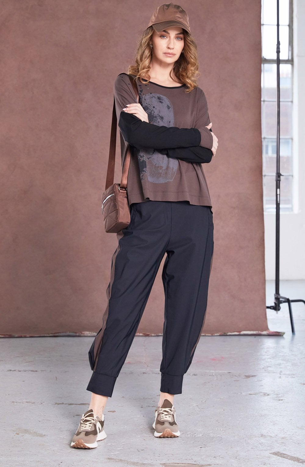 Cocoa and Black Placement Print Relaxed Top
