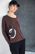 Cocoa Distorted Circle Print Relaxed Top