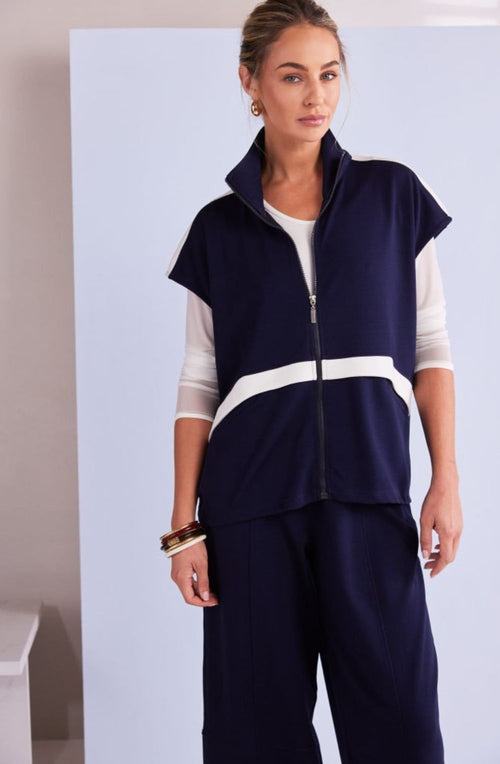 Contrasting Stripe Zip Front Sweatshirt