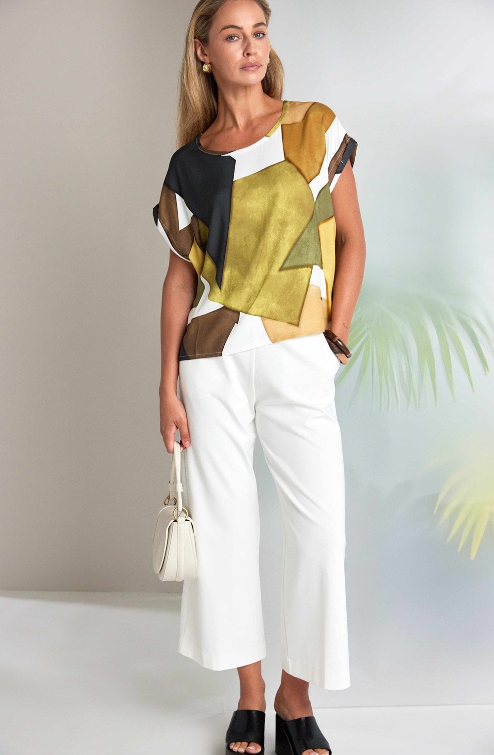 Cream Luxury Jersey Wide Leg Cropped Trousers