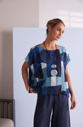 Denim Blue Bold Print Blouse