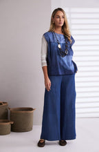 Denim Blue Distorted Semi Circle Print Top