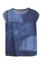 Denim Blue Distorted Semi Circle Print Top