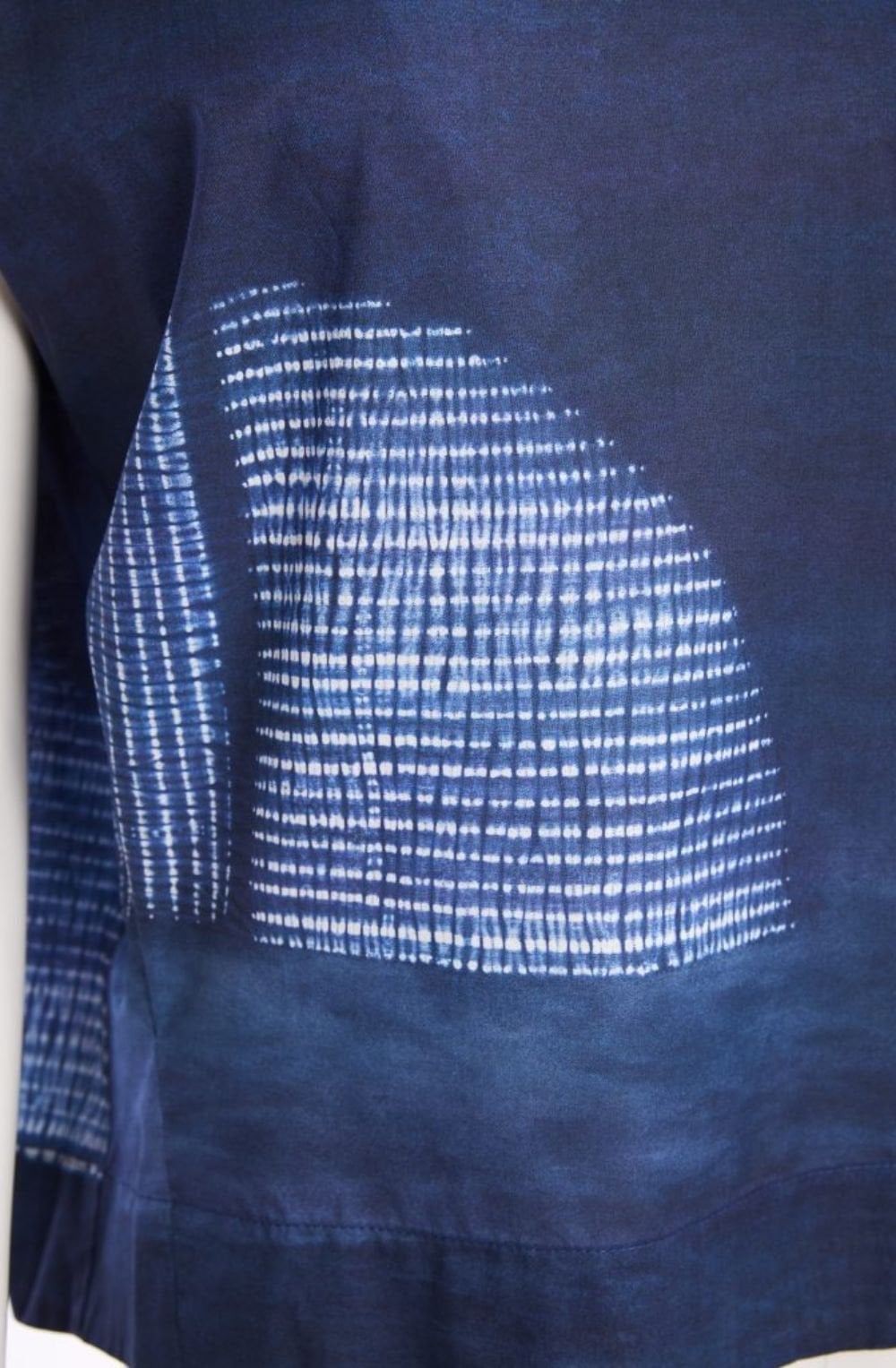 Denim Blue Distorted Semi Circle Print Top