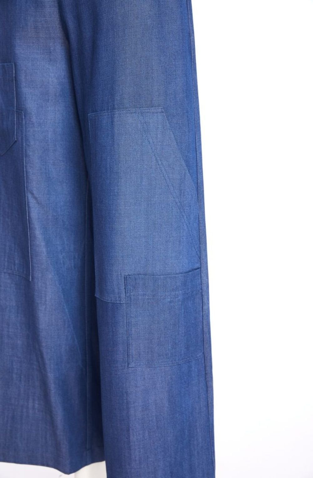 Denim Blue Wide Leg Tencel Trousers