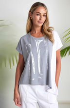 Dove Grey and White Abstract Design Relaxed T Shirt