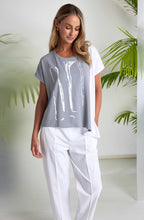 Dove Grey and White Abstract Design Relaxed T Shirt