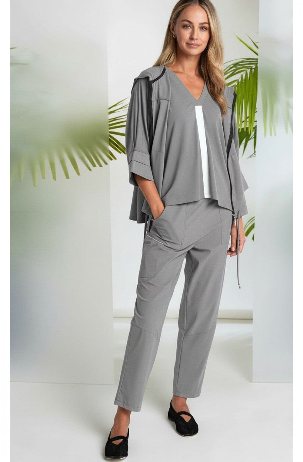 Dove Grey Loose Fit Tapered Trousers