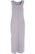 Dove Grey Sleeveless Pocket Design Maxi Dress