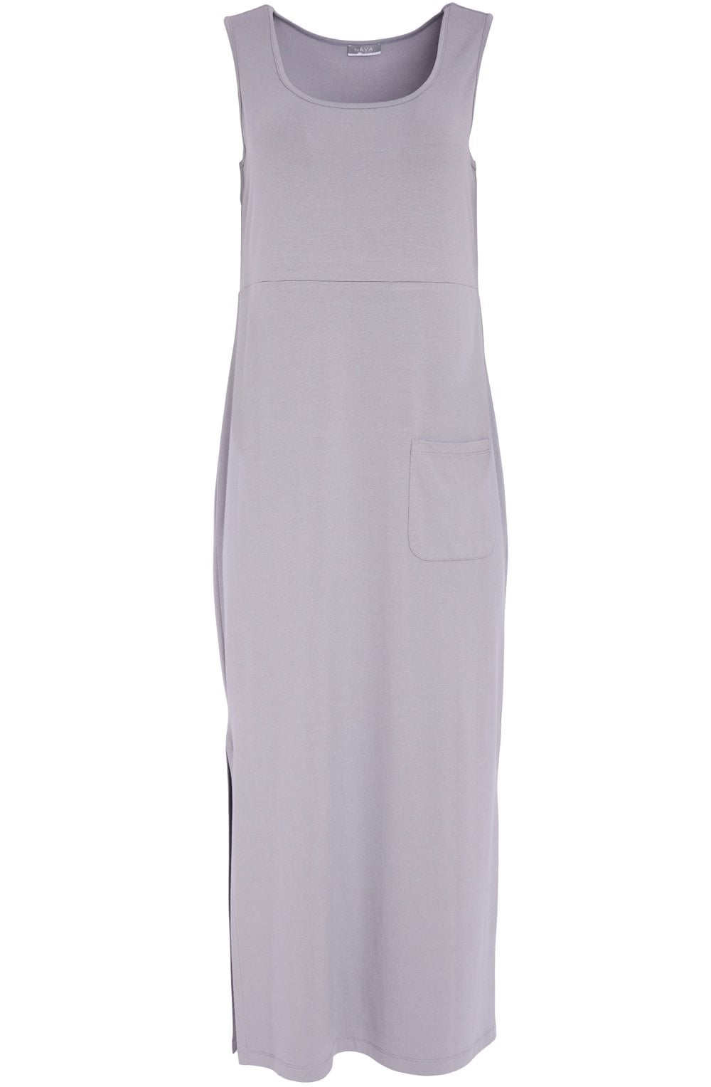Dove Grey Sleeveless Pocket Design Maxi Dress