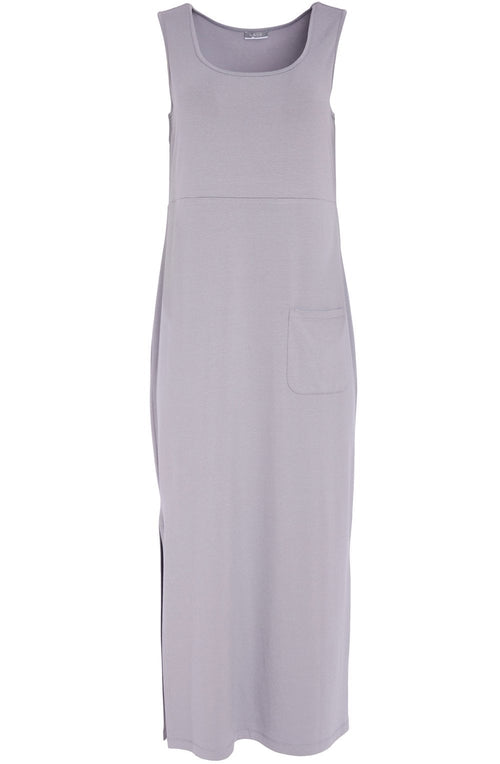 Dove Grey Sleeveless Pocket Design Maxi Dress