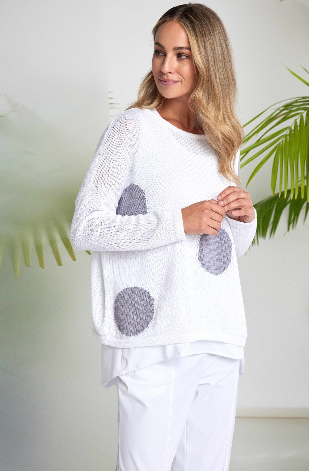 Dove Polka Dot Oversized Jumper