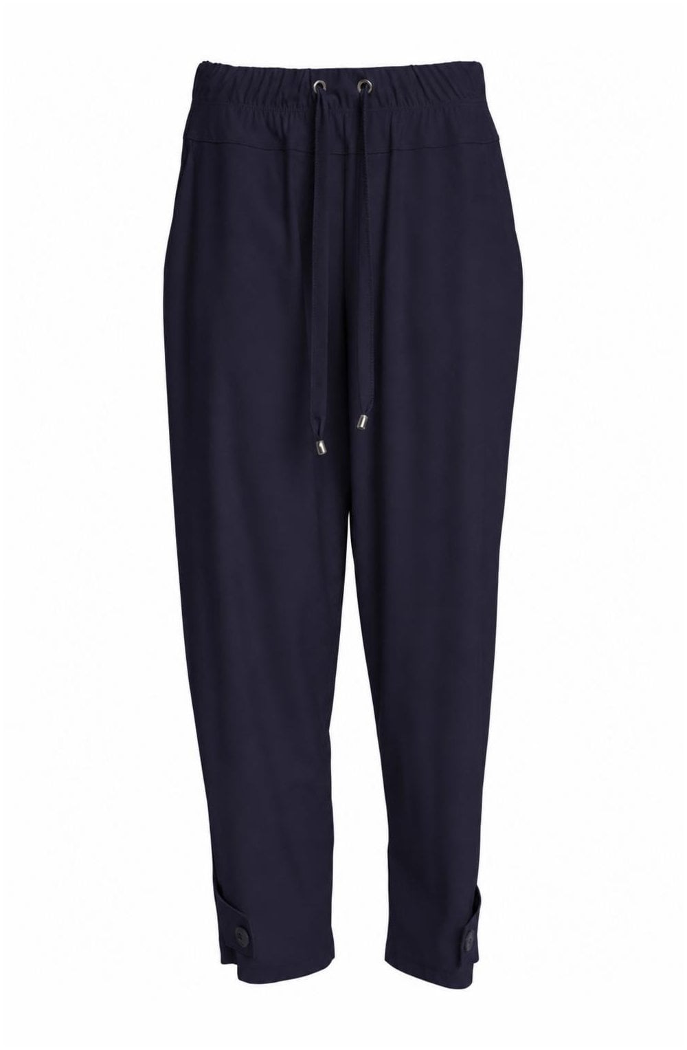 French Blue Tab Hem Slim Leg Trousers