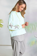 Mint Statement Sleeve Super Soft Hooded Top
