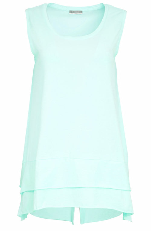 Mint Tiered Design Oversized A Line Vest Top