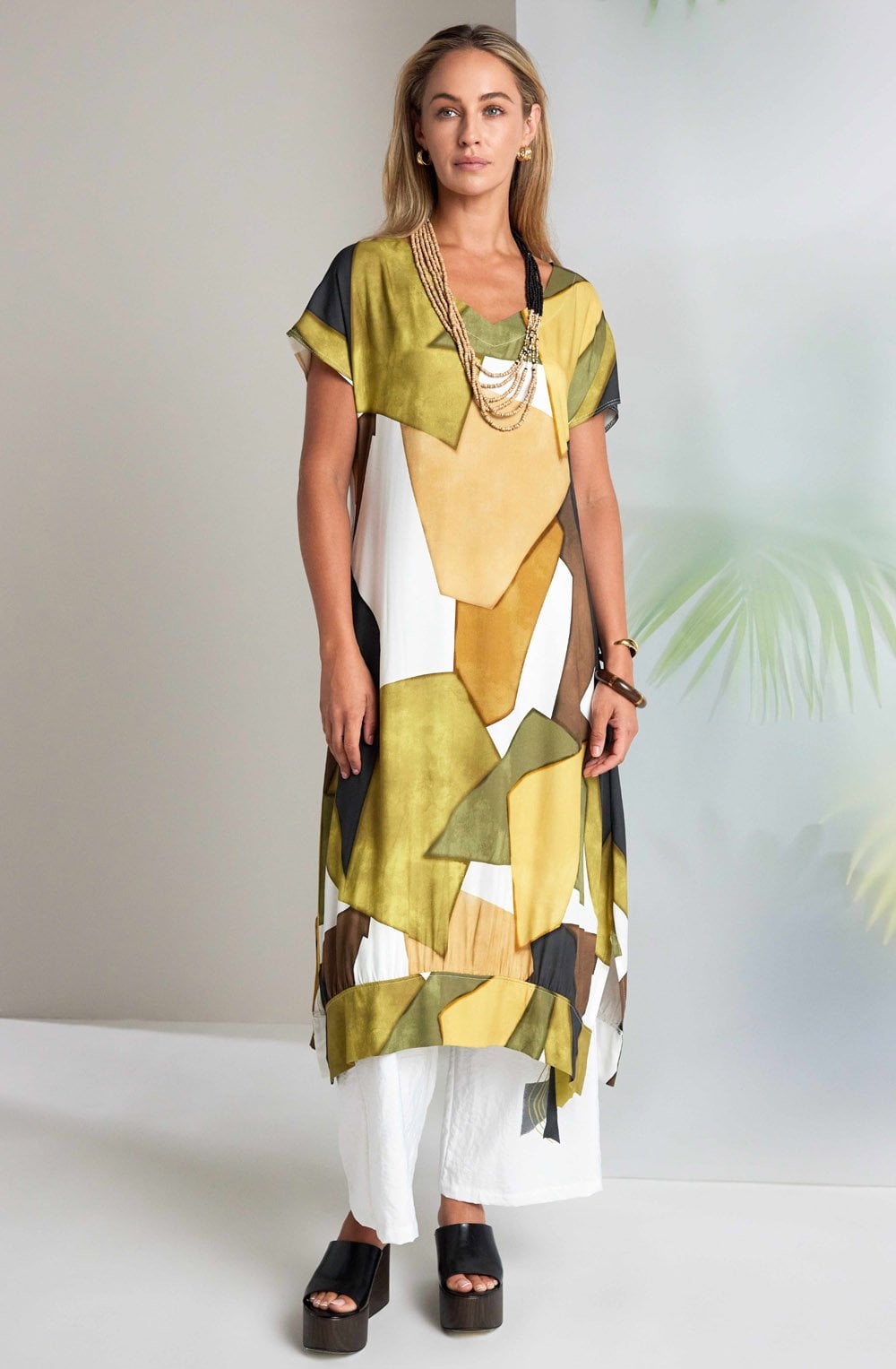 Oasis Bold Print V Neck Dress