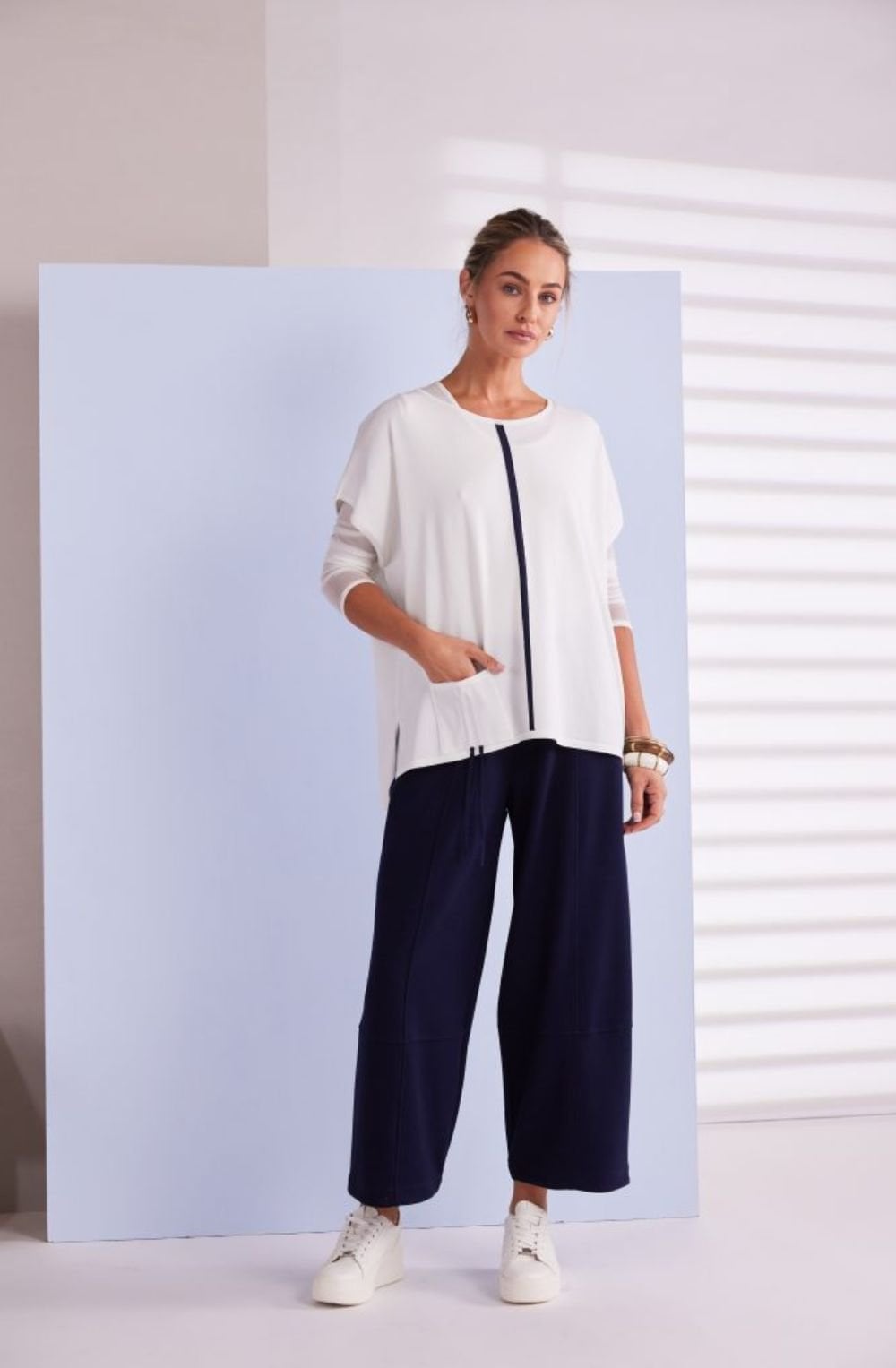 Off-White Contrasting Striped Knit Top