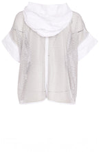 Silver and White Hooded Mesh Oversized Top