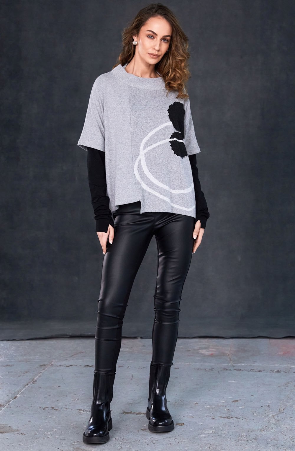 Silver Circle Pattern Oversized Jumper
