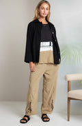 Tan Zip Detail Relaxed Trousers