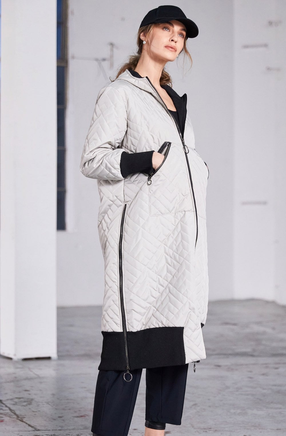 Taupe and Black Padded Coat