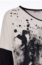 Taupe and Black Placement Print Relaxed Top