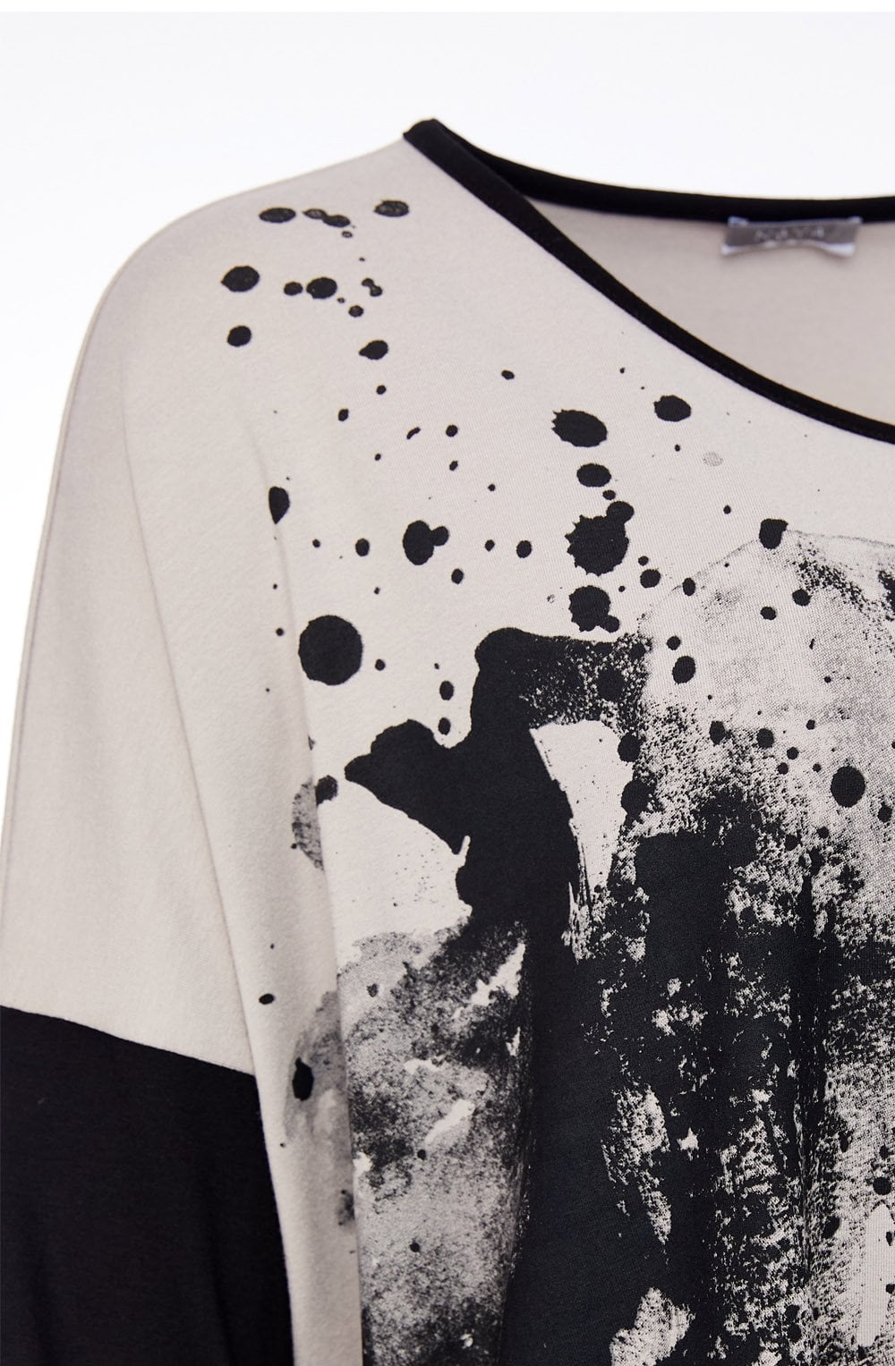 Taupe and Black Placement Print Relaxed Top