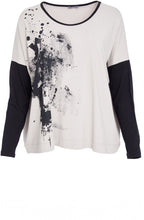 Taupe and Black Placement Print Relaxed Top