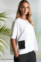 White and Black Statement Pockets T Shirt