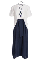 White and Eclipse Tie Detail Dress with Included Necklace