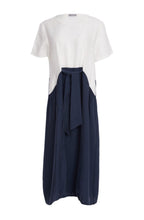 White and Eclipse Tie Detail Dress with Included Necklace