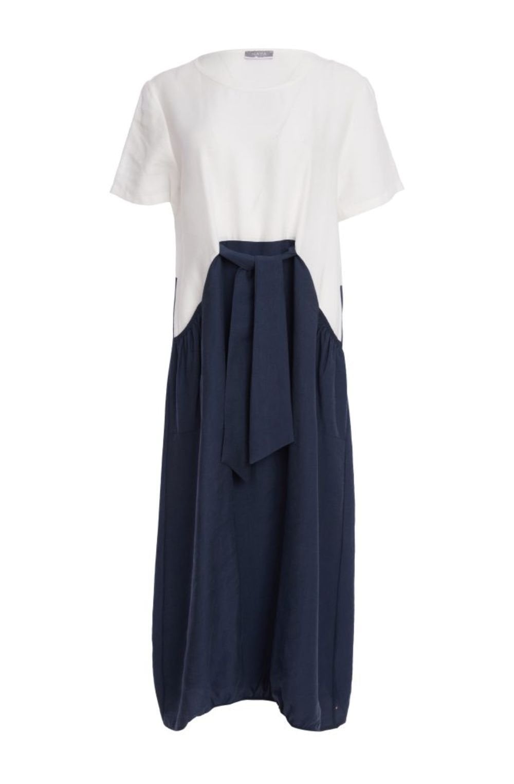 White and Eclipse Tie Detail Dress with Included Necklace
