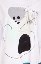 White and Mint Abstract Print Relaxed T Shirt