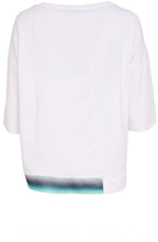 White and Mint Abstract Print Relaxed T Shirt