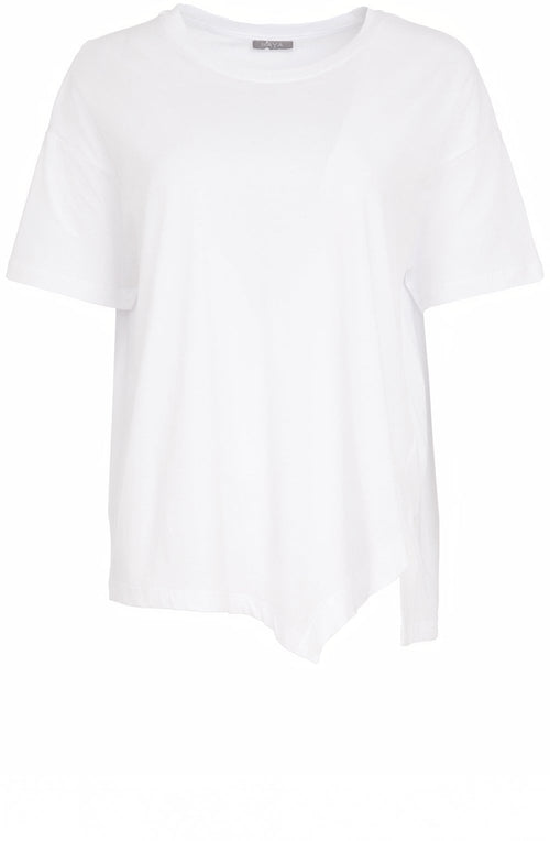 White Asymmetric Hemline Oversized Top