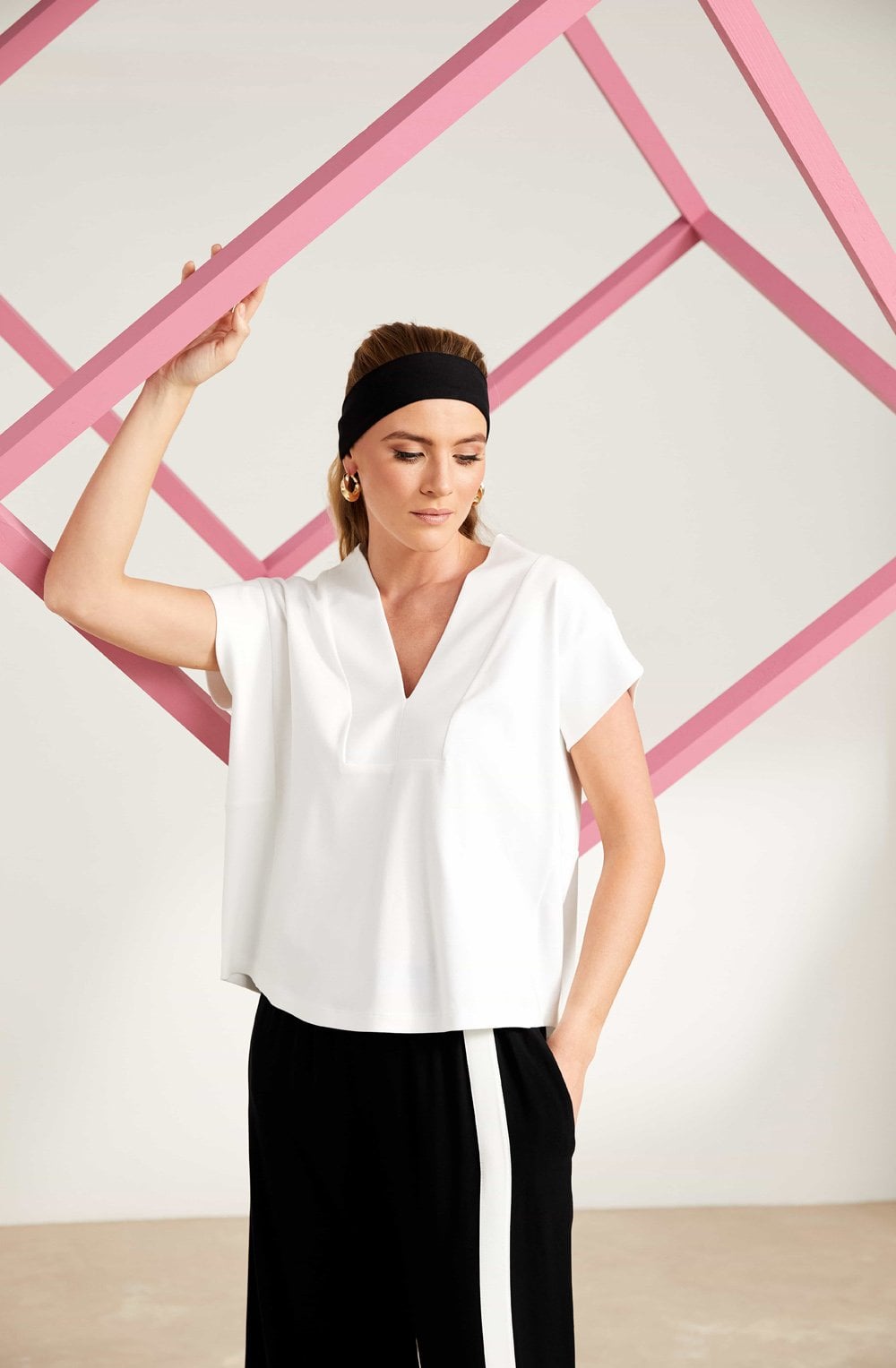 White Luxury Jersey V Neck T Shirt