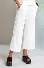 White Luxury Jersey Wide Leg Cropped Trousers