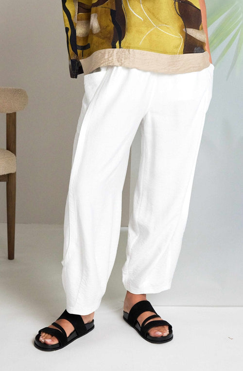 White Oversized Tapered Fit Trousers