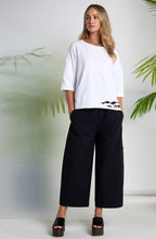 White Oversized Top with Black Wave Placement Print