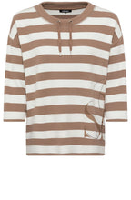 Nougat Striped Sweatshirt with Studded Olsen Design