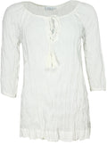 Off White Crinkle Effect Tunic