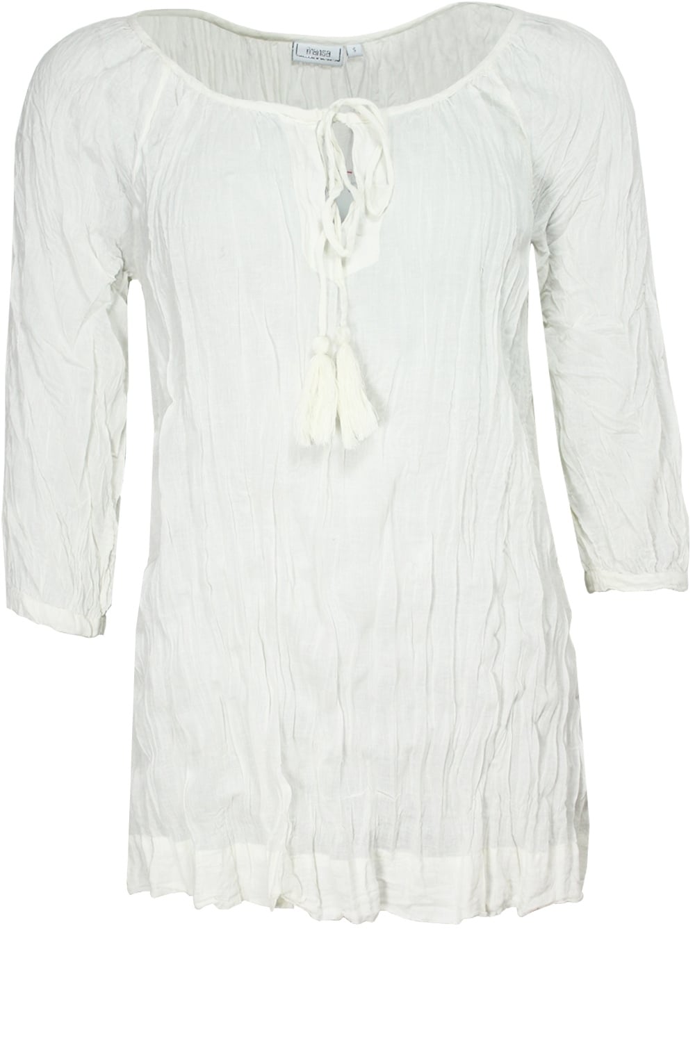 Off White Crinkle Effect Tunic