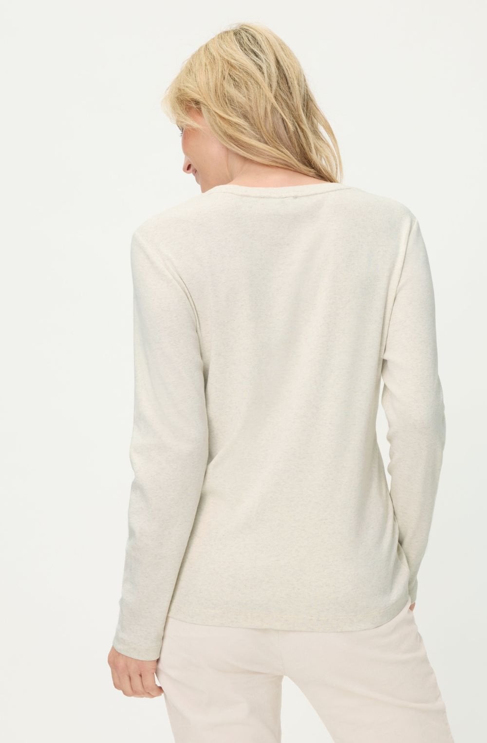 Almond Beige Melange Flocked and Studded Top