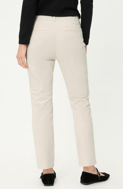 Almond Beige Velvet Lisa Straight Fit Trousers