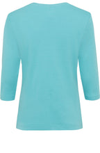 Aqua Crystal Abstract Floral Sleeve Top