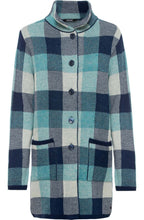 Aqua Crystal Checked Long Cardigan