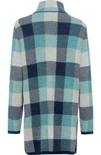 Aqua Crystal Checked Long Cardigan