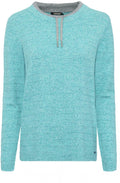 Aqua Crystal Drawstring Funnel Neck Jumper
