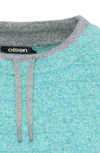 Aqua Crystal Drawstring Funnel Neck Jumper