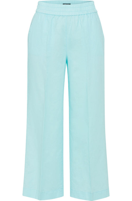 Aqua Mint Linen Anna Cropped Trousers